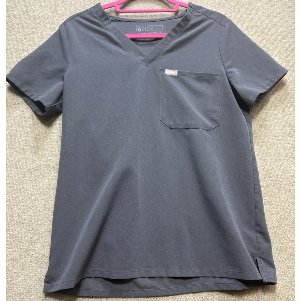FIGS Scrub Top Small FW1000 Nurse Women's Catarina One Pocket Gray Graphite GUC